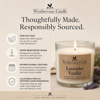 Weathervane Candle 8.5oz | Hand-made Farmhouse Candle | Rustic Home Decor | Clean Burning Soy Wax | Light Where You Belong